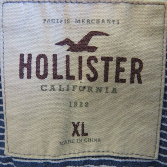 Hollister* Men's Long Sleeve Button Down Curved Hem Stripe Dress Shirt~ Size XL - Picture 4 of 13
